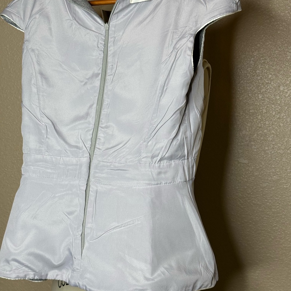 Valleygirl Gray Peplum Blouse with piping Trim - Picture 11 of 11